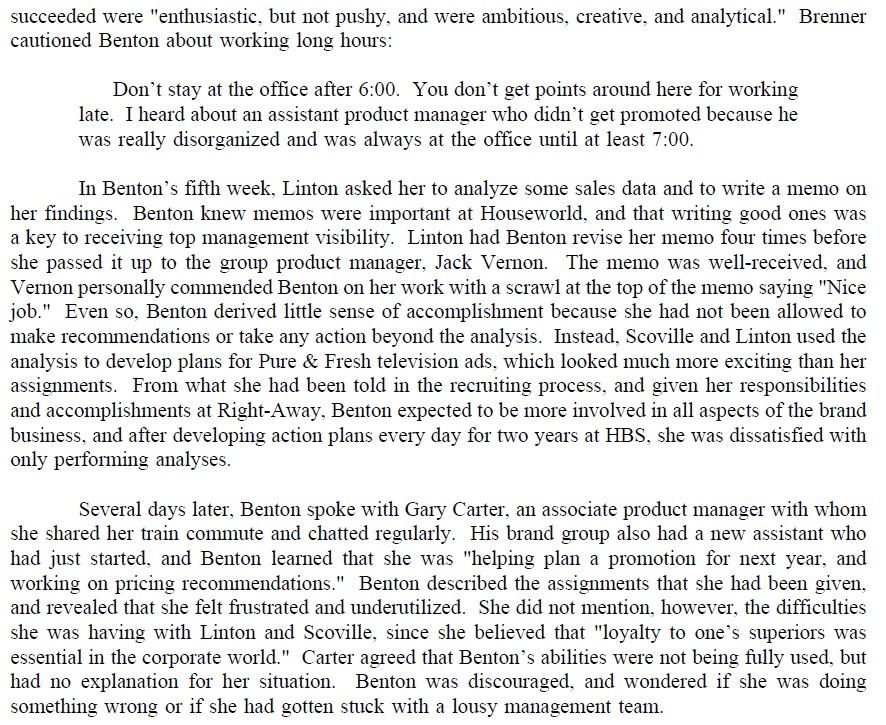 Lisa Benton (A) Case Study (OB, HR Management and