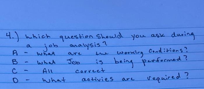 a 4.) which question should you ask during job