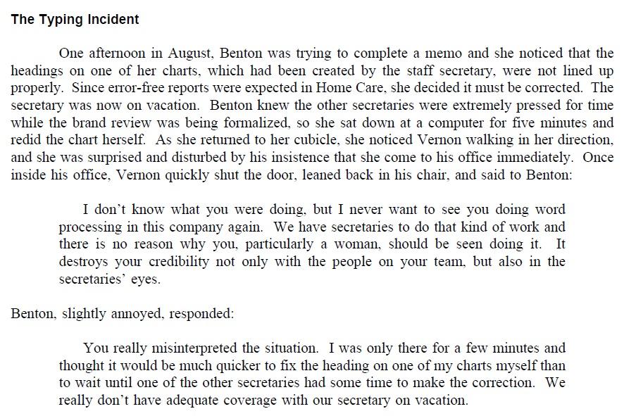 Lisa Benton (A) Case Study (OB, HR Management and