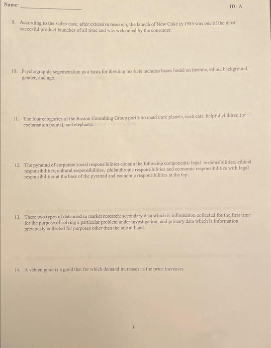 True or false with explanation needed 9.