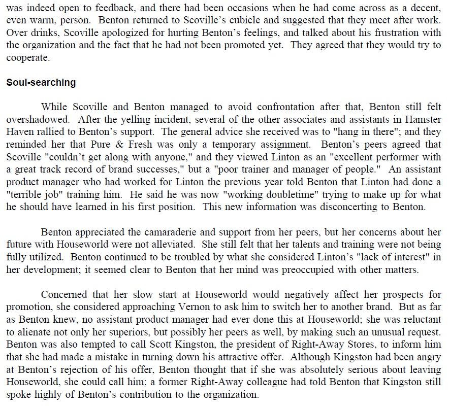 Lisa Benton (A) Case Study (OB, HR Management and