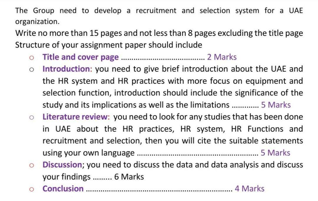 The Group need to develop a recruitment and