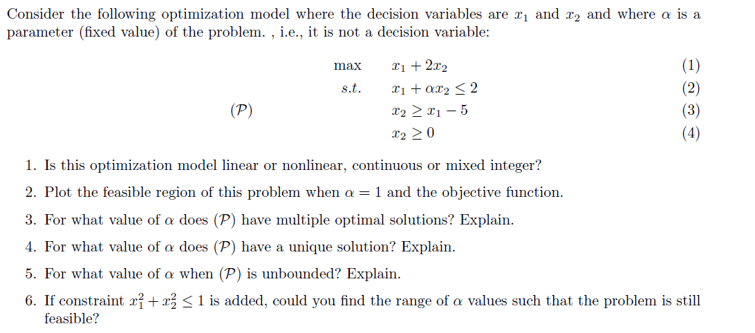 Consider the following optimization model where