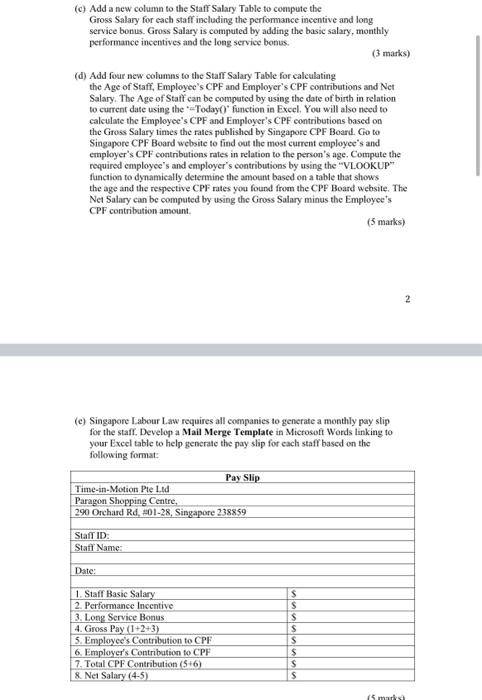 Part 1 - Computation of Salaries using Excel (20