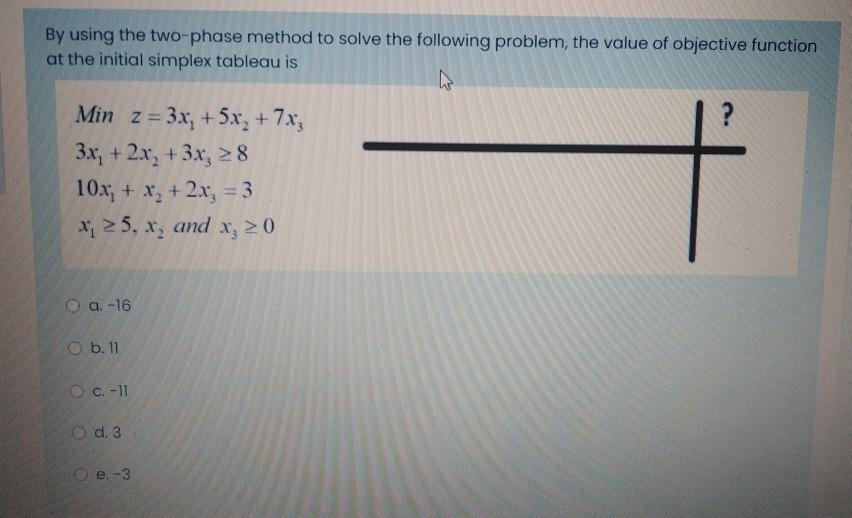 By using the two-phase method to solve the