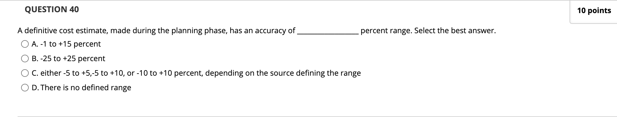 QUESTION 38 10 points Planning provides the