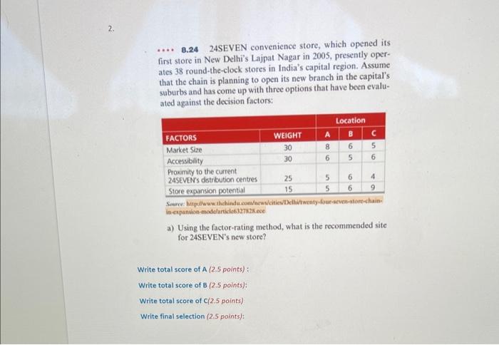 Part A 1. Time from when a customer places an