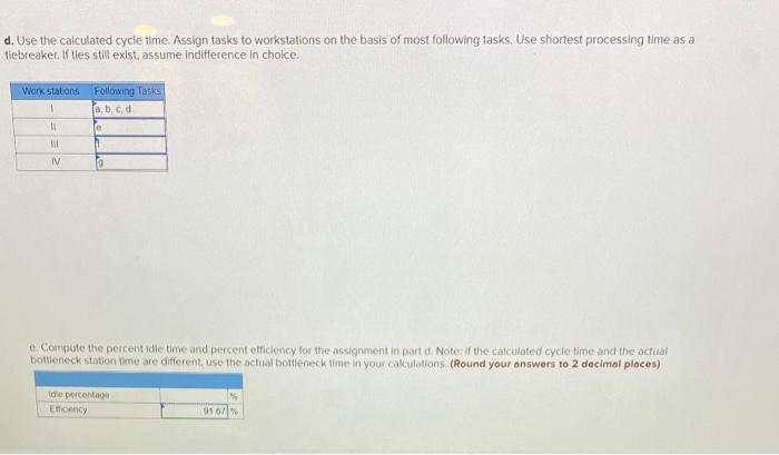 just need the idle percentage in problem e