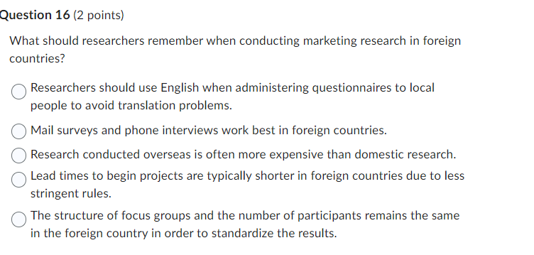 uestion 16 ( 2 points) What should researchers