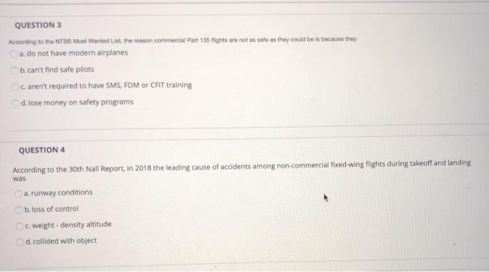QUESTION 1 The NTSB found the flight instructor