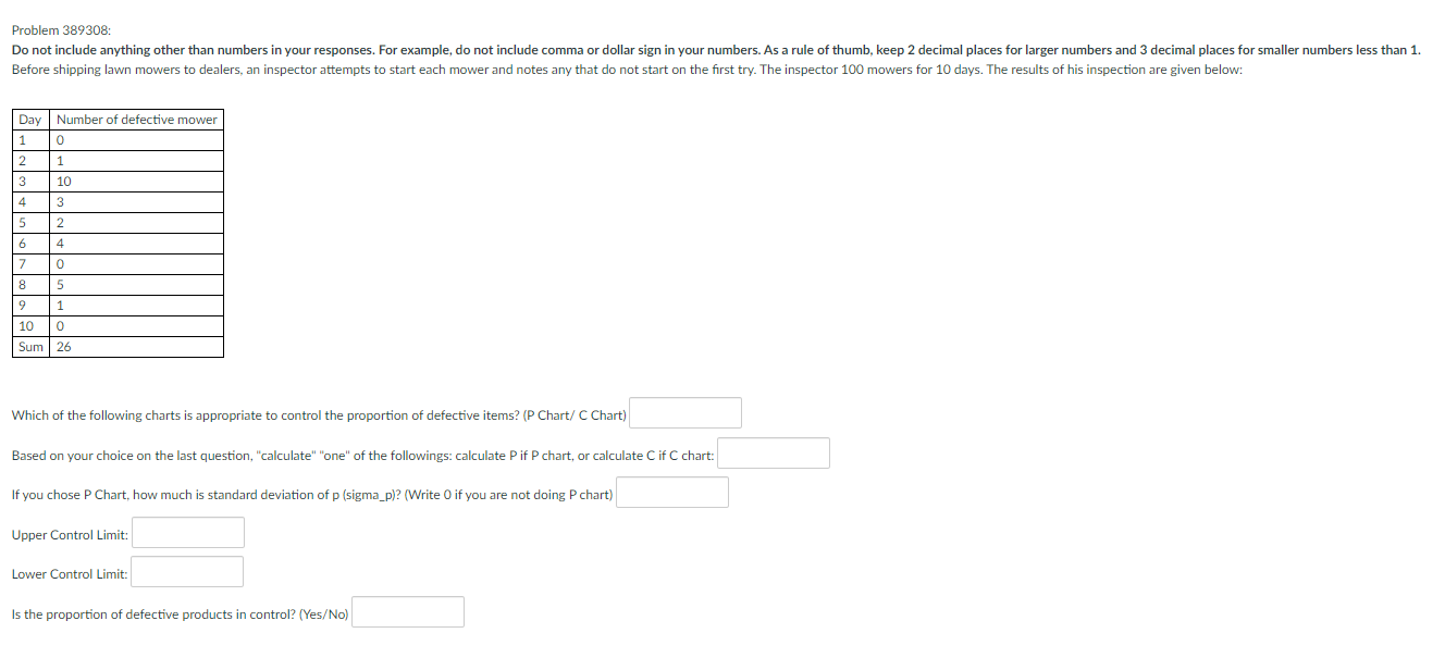 Problem 389308 Do not include anything other than