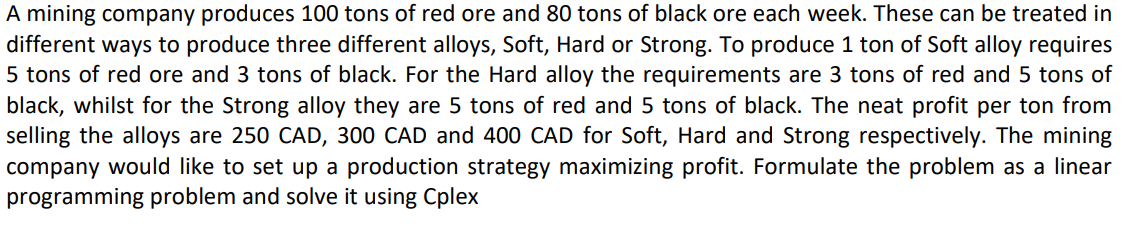 I need a python code please!! A mining company