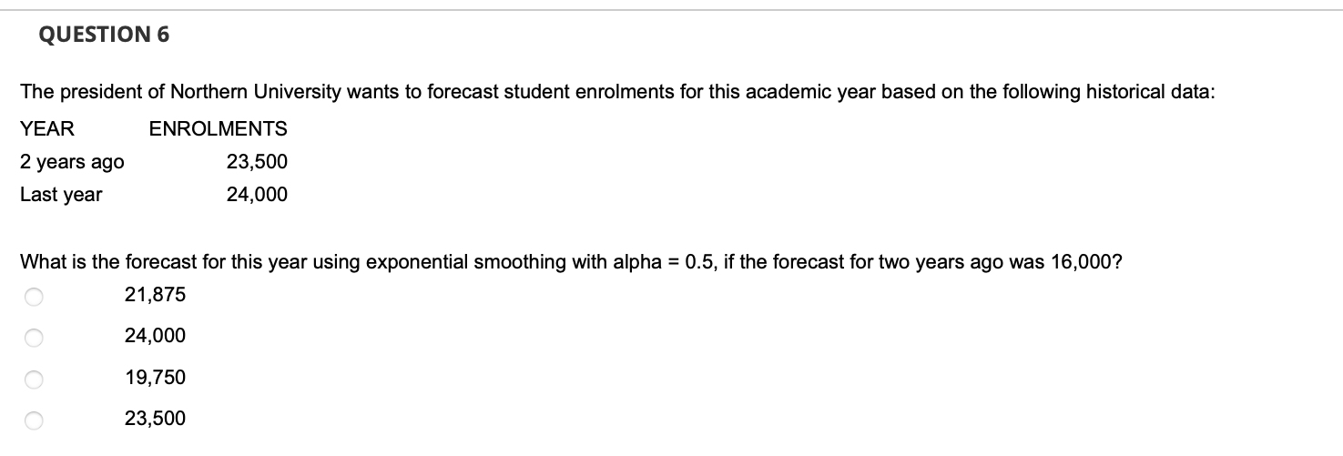QUESTION 6 The president of Northern University