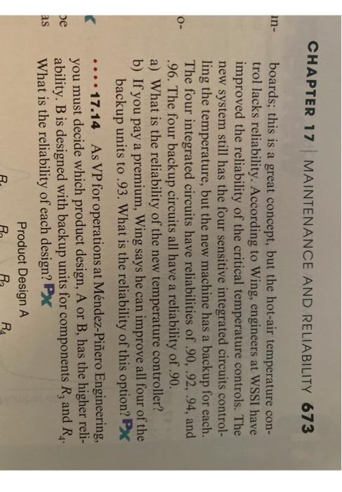 question 17.14 please CHAPTER 17 MAINTENANCE AND