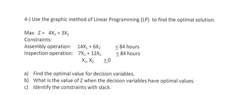 4-) Use the graphic method of Linear Programming