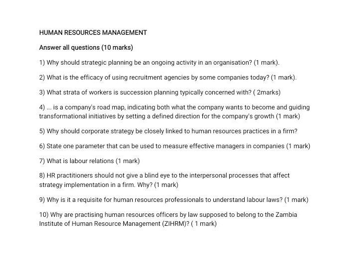 answers for human resources management HUMAN