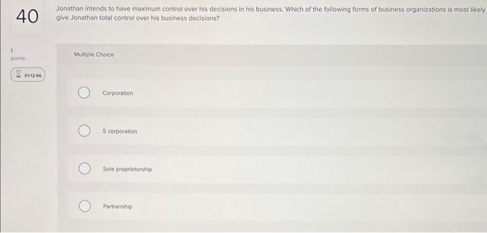 Business question Jonathan intends to have