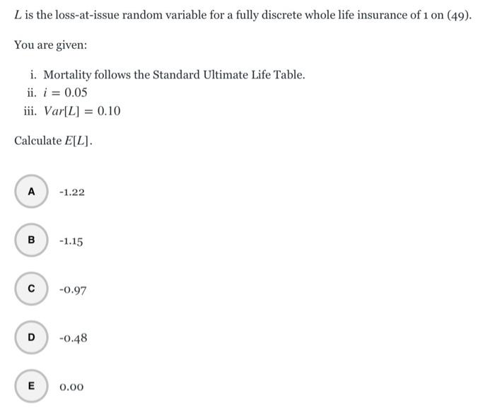 L is the loss-at-issue random variable for a