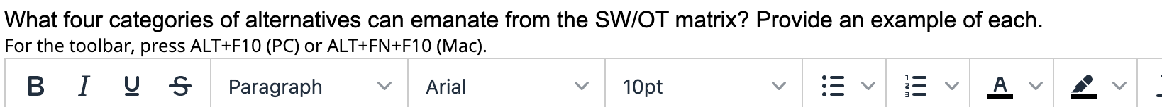 What four categories of alternatives can emanate