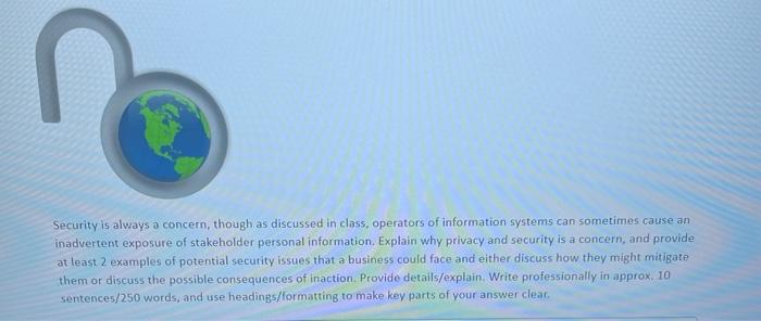 please answer asap befor an hour Security is