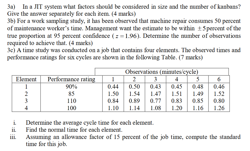 3a) In a JIT system what factors should be