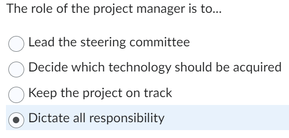 The role of the project manager is to... Lead the