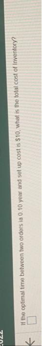 If the optimal time between two orders ia 0.10