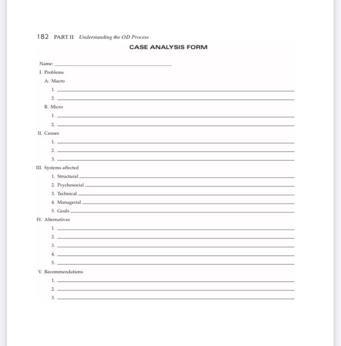 III. Systems affected 1. Structural 2.