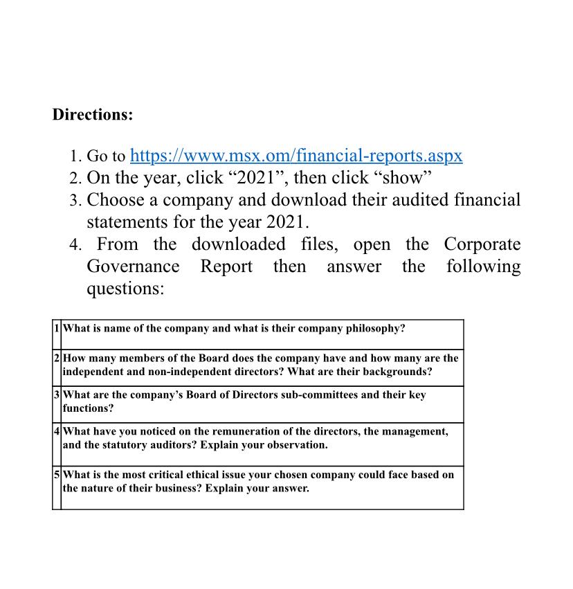 Directions: 1. Go to