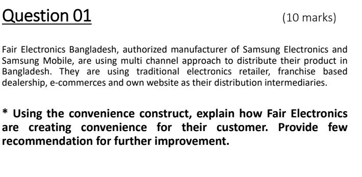Question 01 (10 marks) Fair Electronics