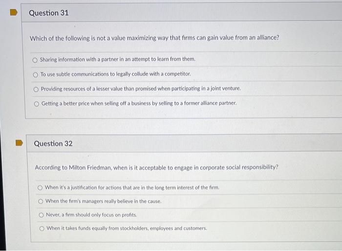 31&32 Which of the following is not a value