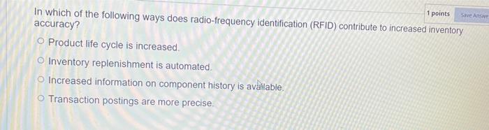 Save Answe 1 points In which of the following