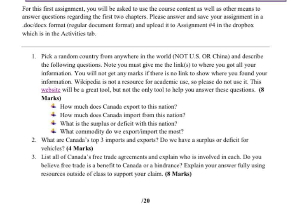 For this first assignment, you will be asked to