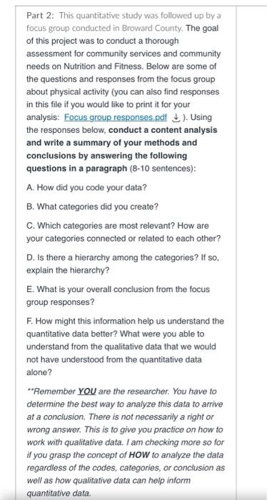 Part 2: This quantitative study was followed up