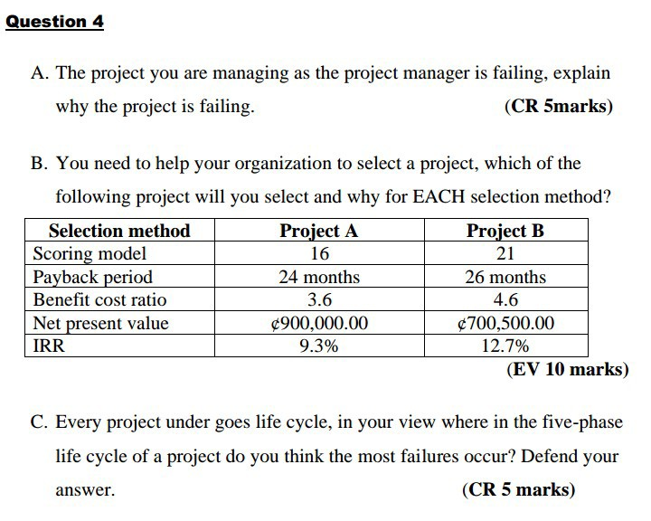 please answer all of Question 4 Question 4 A. The
