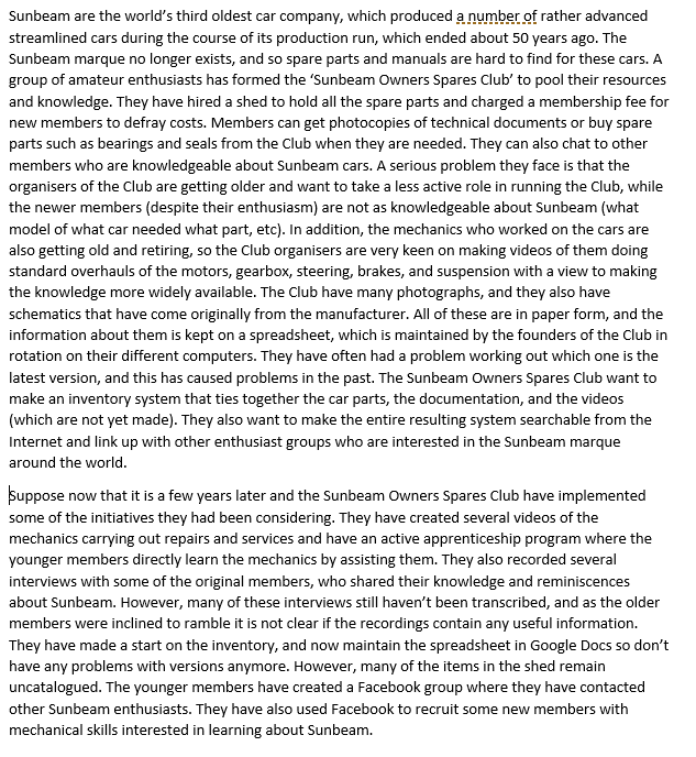 For knowledge application 1. state what the SOSC