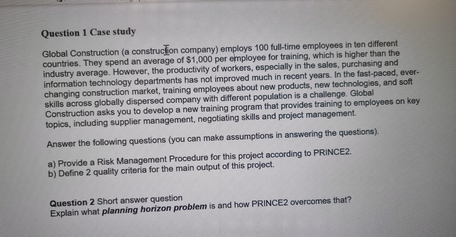 help me please Question 1 Case study Global