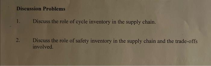 Discussion Problems 1. Discuss the role of cycle