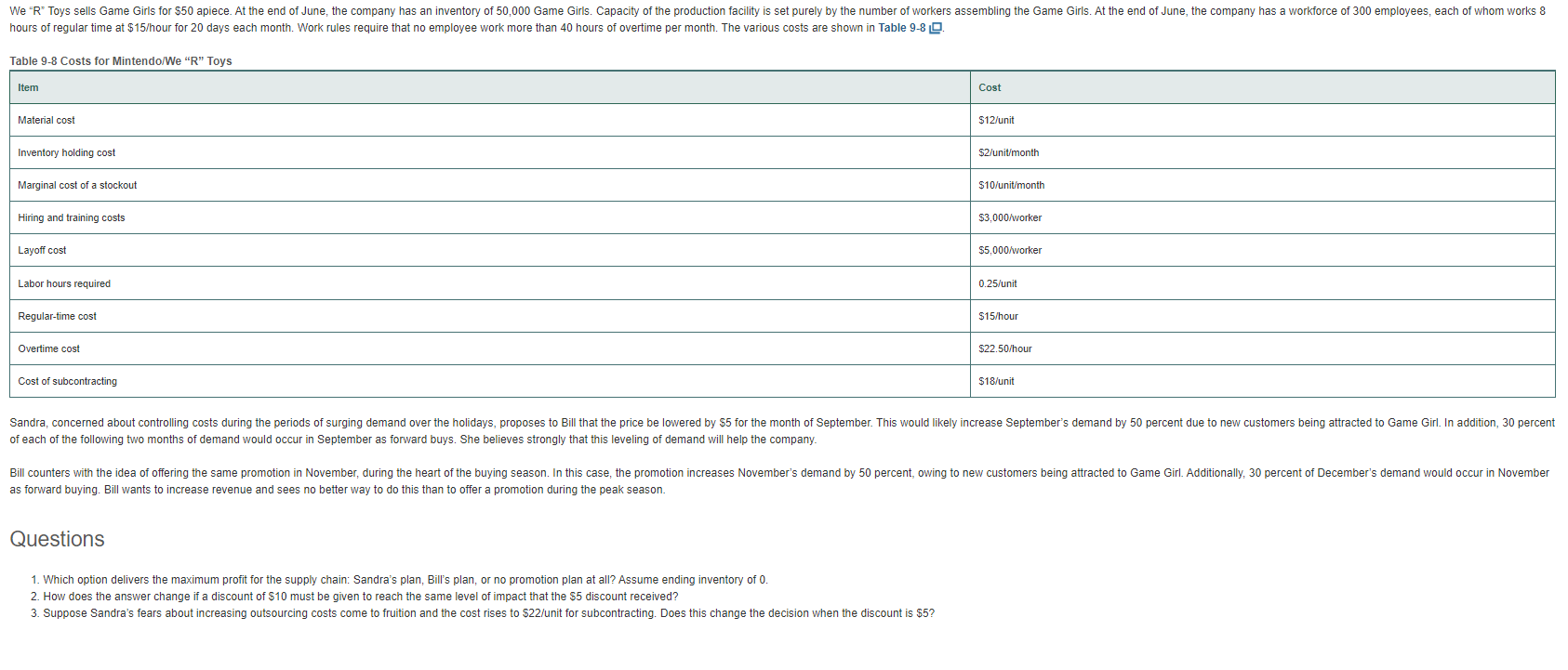Please answer the three question of this case on