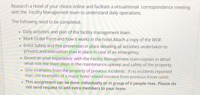 Research a Hotel of your choice online and