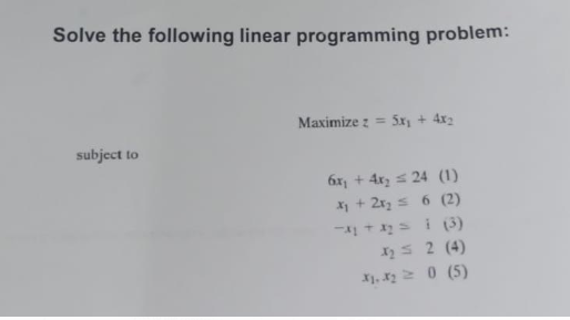 uurem Solve the following linear programming