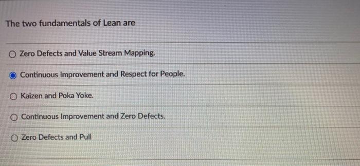 The two fundamentals of Lean are Zero Defects and