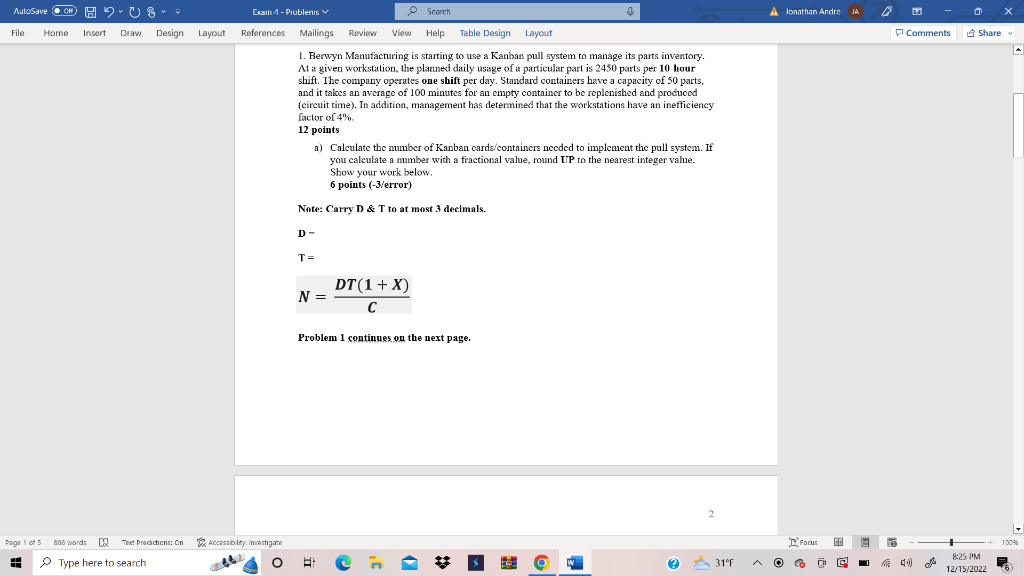 1. Berwyn Manufacturing is starting to use a