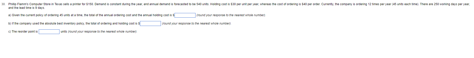 and the lead time is 9 days. a) Given the current