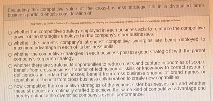 Evaluating the competitive value of the