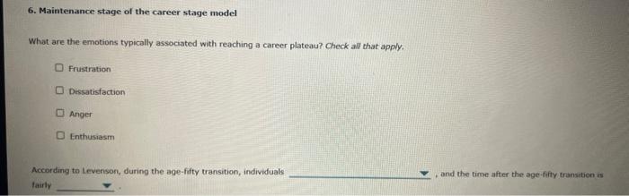 6. Maintenance stage of the career stage model