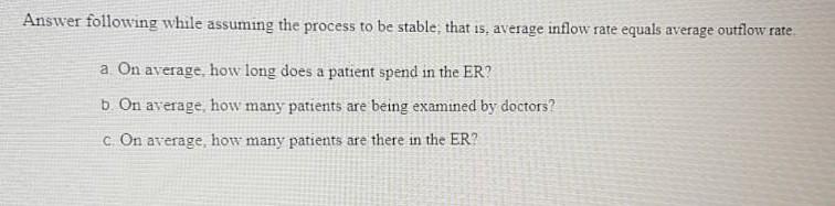Q2. A hospital emergency room (ER) is currently