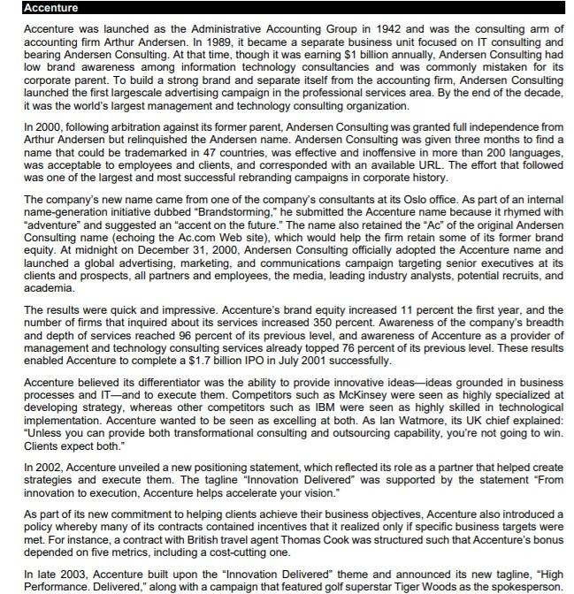 Accenture Accenture was launched as the