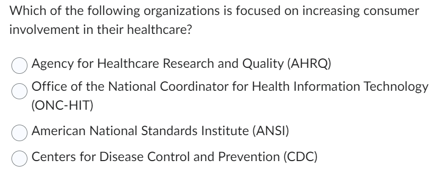 Which of the following organizations is focused