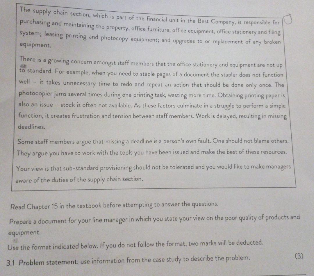 any broken The supply chain section, which is